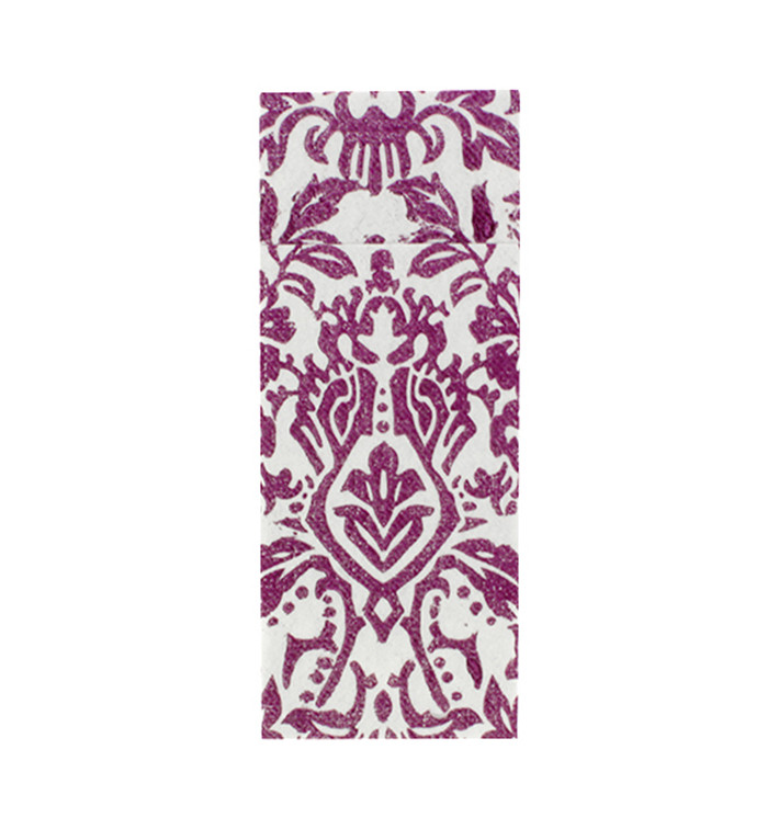 Pocket Fold Airlaid Napkins "Versalles" Purple 32x40cm 55g/m² (40 Units) 