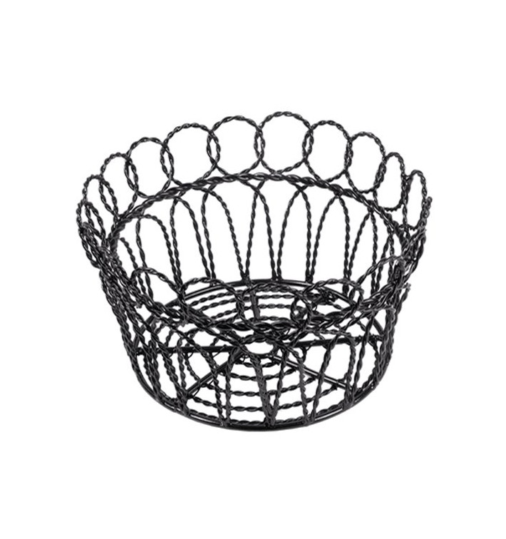 Basket Containers Steel Round Shape Black Ø19x10cm (1 Unit) 