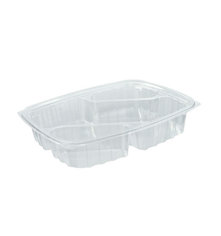 Plastic Deli Container OPS "ClearPac" 3 Compartments Diagonal Clear 887ml (63 Units)  