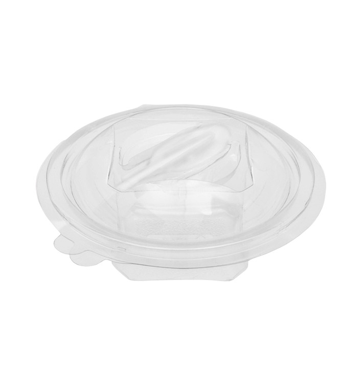 Plastic Salad Bowl APET Round shape with Spoon 150ml Ø12cm (60 Units) 