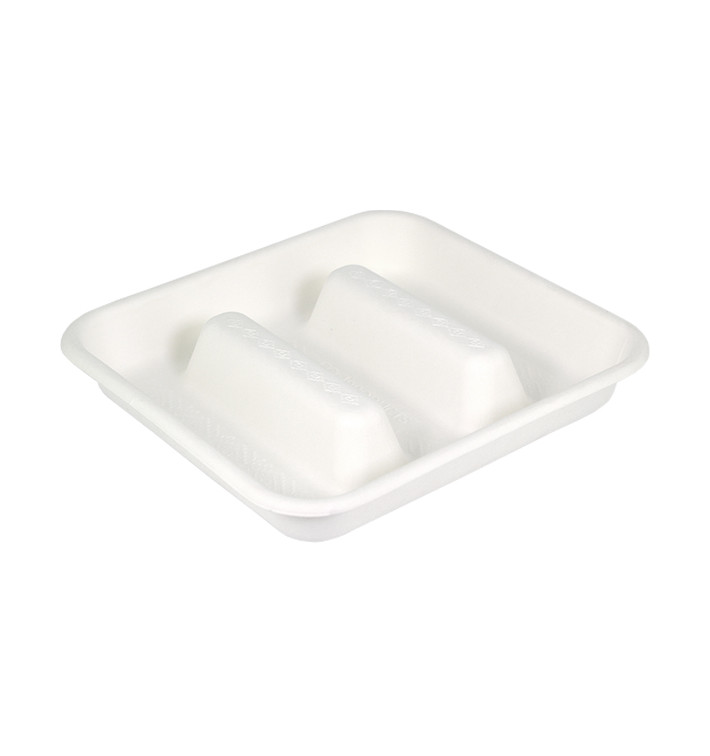 Sugarcane Taco Container White 18,5x18,5cm (50 Units)