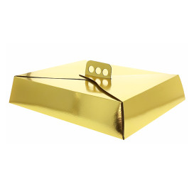 Paper Cake Box Square Shape Gold 23,5x30x8cm (100 Units)