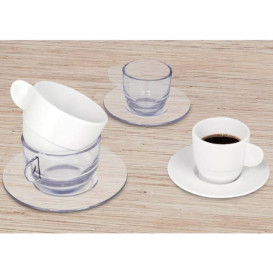 Reusable Plastic Plate SAN for Cup “Espresso” White 80ml (36 Units)