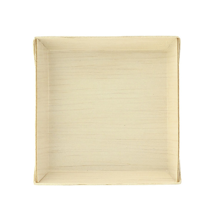 Wooden Mini Plate Square Shape 7x7x1,5cm (20 Units) 