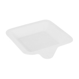 Sugarcane Plate with Handle White 11x11 cm (1000 Units)