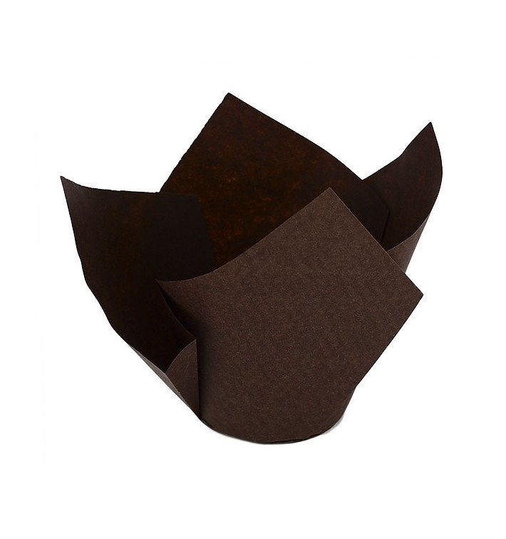 Cupcake Liner Tulip shape "Twist" Brown Ø5x6,5/9,8cm (2.000 Units)