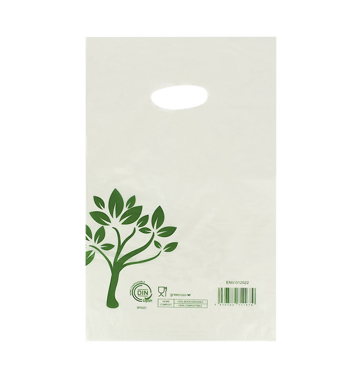 Die-Cut Handle Plastic Bags Home Compost “Be Eco!” 20x33cm (3000 Units)