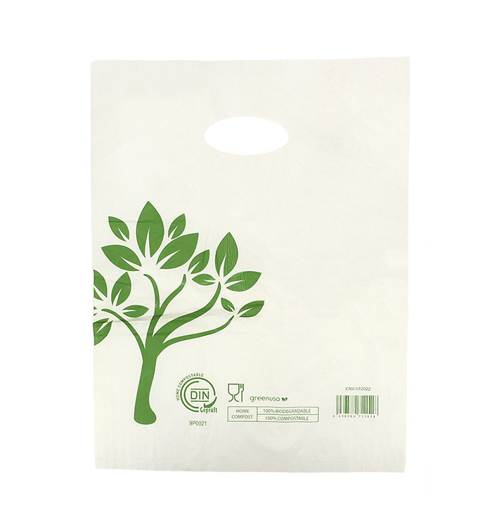 Die-Cut Handle Plastic Bags Home Compost “Be Eco!” 30x40cm (3.000 Units)