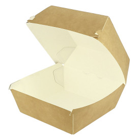 Paperboard Burger Box Kraft Mega Double Closing 15,5x15,5x10cm (50 Units)