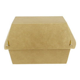 Paperboard Burger Box Kraft Mega Double Closing 15,5x15,5x10cm (50 Units)