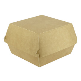 Paperboard Burger Box Kraft Mega Double Closing 15,5x15,5x10cm (50 Units)