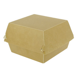 Paperboard Burger Box Kraft XXL Double Closing 13x13x9cm (50 Units)