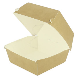 Paperboard Burger Box Kraft XXL Double Closing 13x13x9cm (50 Units)