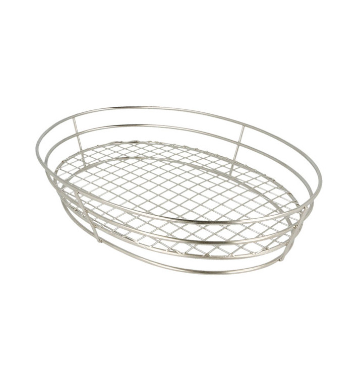 Basket Containers Steel Oval Shape Silver 28x20,5x5,7cm (24 Units)