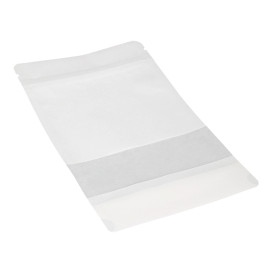 Paper Doypack White with self closing and Window 20+10x30cm (50 Units)