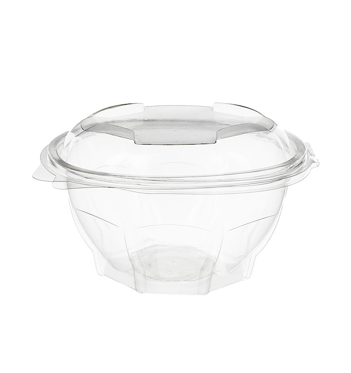 Plastic Hinged Salad Bowl PLA Round Shape 1.000ml (300 Units)