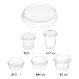 Lid for Tub Deli Container PLA Clear Compostable 240, 360, 480, 720, 960ml (600 Units)