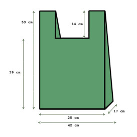 Plastic T-Shirt Bag 70% Recycled “Colors” Green 42x53cm 50µm (40 Units) 