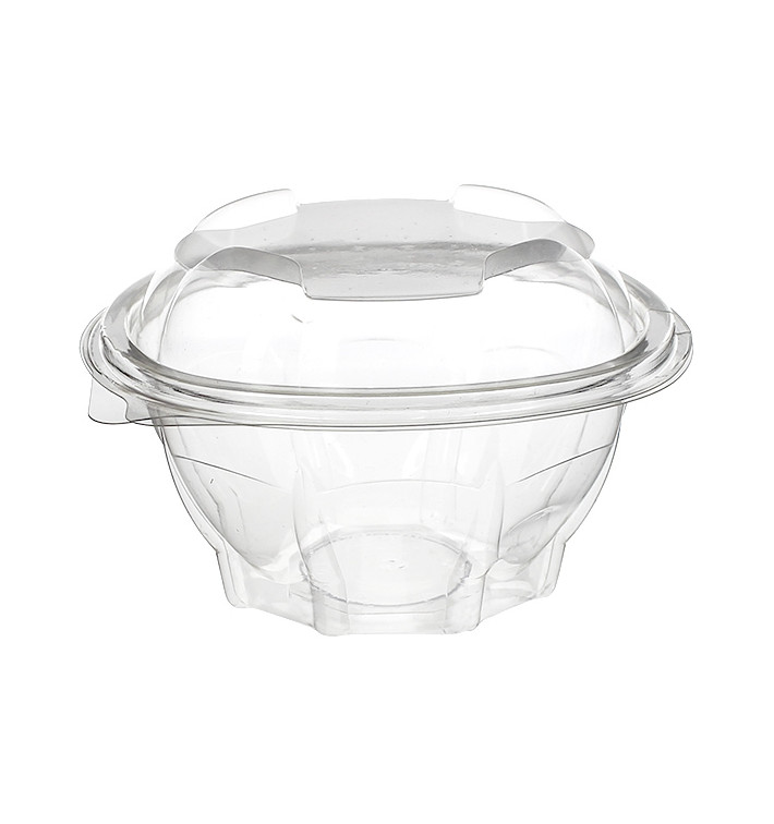 Plastic Hinged Salad Bowl PLA Round Shape 375ml (300 Units)