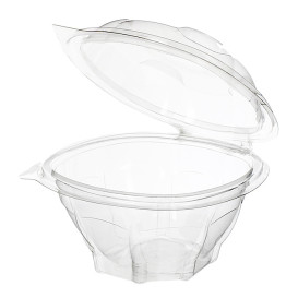 Plastic Hinged Salad Bowl PET Round Shape 370ml (600 Units)