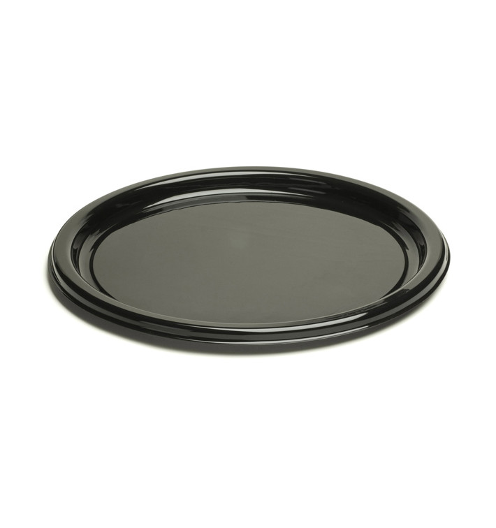 Plastic Plate Round shape Black 18 cm (25 Units) 