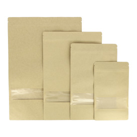 Paper Doypack Kraft with self closing and Window 25+12x35cm (50 Units)