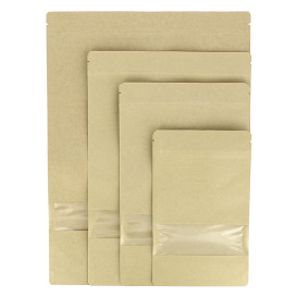 Paper Doypack Kraft with self closing and Window 25+12x35cm (50 Units)