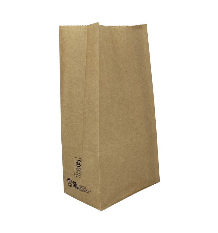 Paper Bag without Handle Kraft Brown 45g/m² 15+9x28cm (25 Units) 