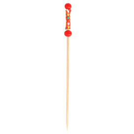 Bamboo Food Pick Red Design 12cm (100 Units)  