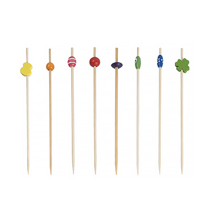 Bamboo Food Pick Pack Decorated Mix 12cm (100 Units)  