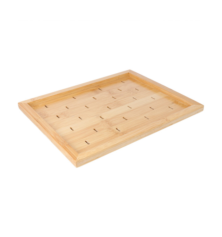 Bamboo Food Pick Holder Tray Golf Design 25x20cm (1 Unit) 