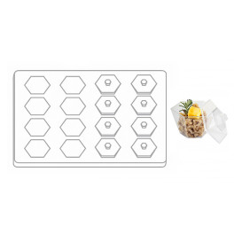 Plastic Tray PS + 16 Bowl Kit with Lid Hexagon Shape Clear (1 Unit)