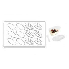 Plastic Tray PS + 12 Bowl Kit with Lid Oval Shape Clear (1 Unit)