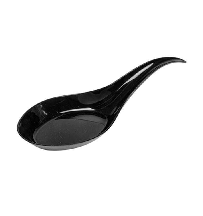 Plastic Tasting Spoon PS Black 12 cm (100 Units)  