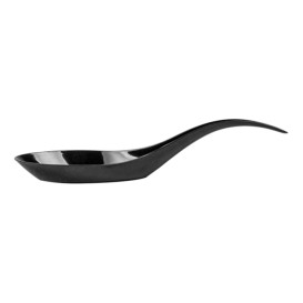 Plastic Tasting Spoon PS Black 12 cm (100 Units)  