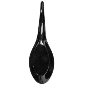 Plastic Tasting Spoon PS Black 12 cm (100 Units)  