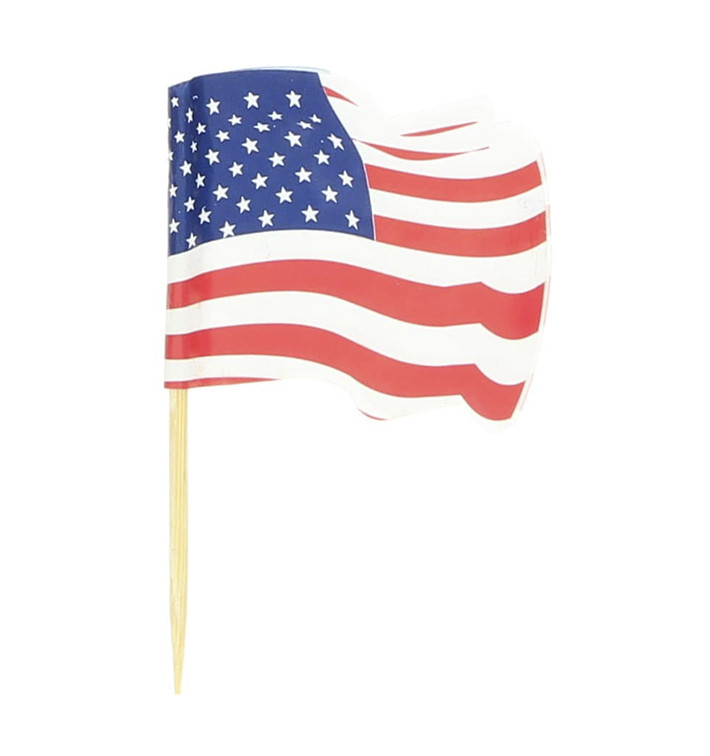 USA Flag Food Pick 6,5cm (144 Units)  