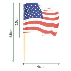 USA Flag Food Pick 6,5cm (144 Units)  