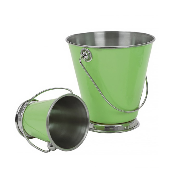 Serving Bucket Steel Green Ø9x9cm (1 Unit) 