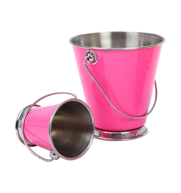 Serving Bucket Steel Pink Ø9x9cm (12 Units)