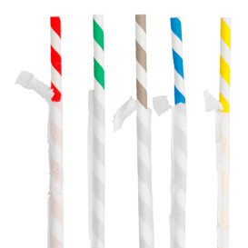 Paper Straw Flexible Pack Wrapped Ø0,6cm 23cm (6000 Units)