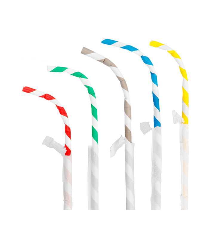 Paper Straw Flexible Pack Wrapped Ø0,6cm 23cm (6000 Units)