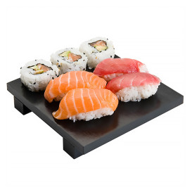 Bamboo Sushi Tray Black 15x15x2,5cm (40 Units)