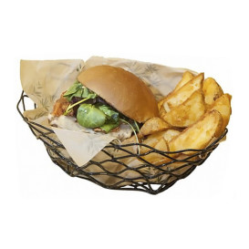 Basket Containers Steel Oval Shape Black 24x15,2x7cm (6 Units)