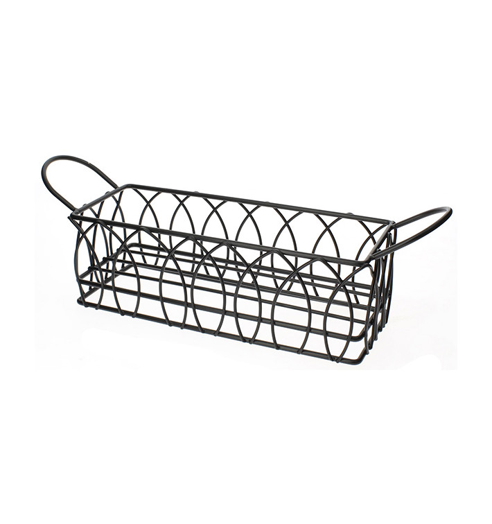 Basket Containers Steel Rectangular Shape Black 21x8x7cm (1 Unit) 