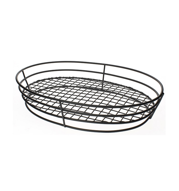 Basket Containers Steel Oval Shape Black 28x20,5x5,7cm (24 Units)