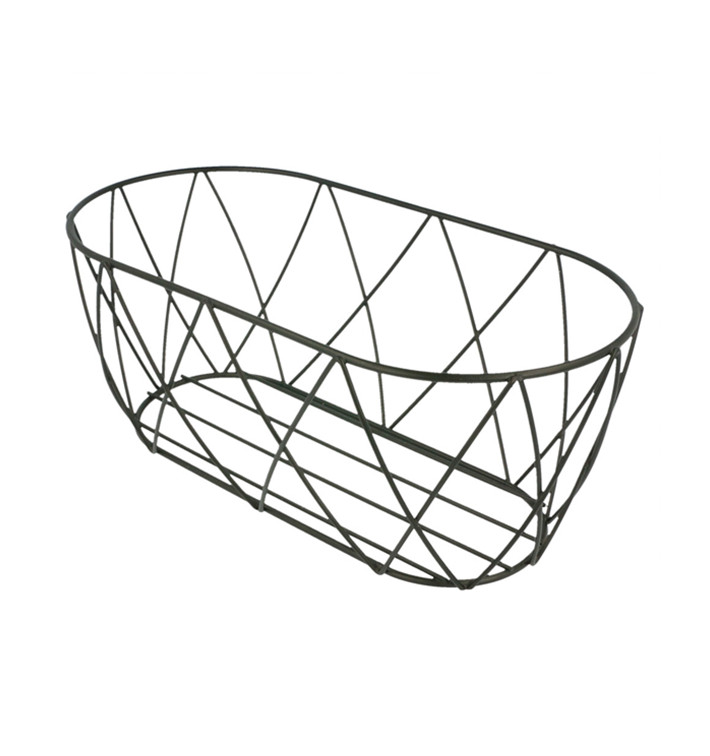 Basket Containers Steel Oval Shape Black 25,5x12,7x10,2cm (1 Unit) 