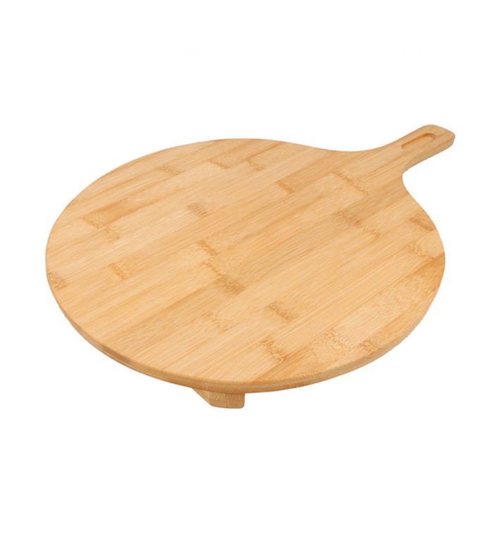 Bamboo Serving Platter with Handle Round shape Ø35x2,5cm (1 Unit) 