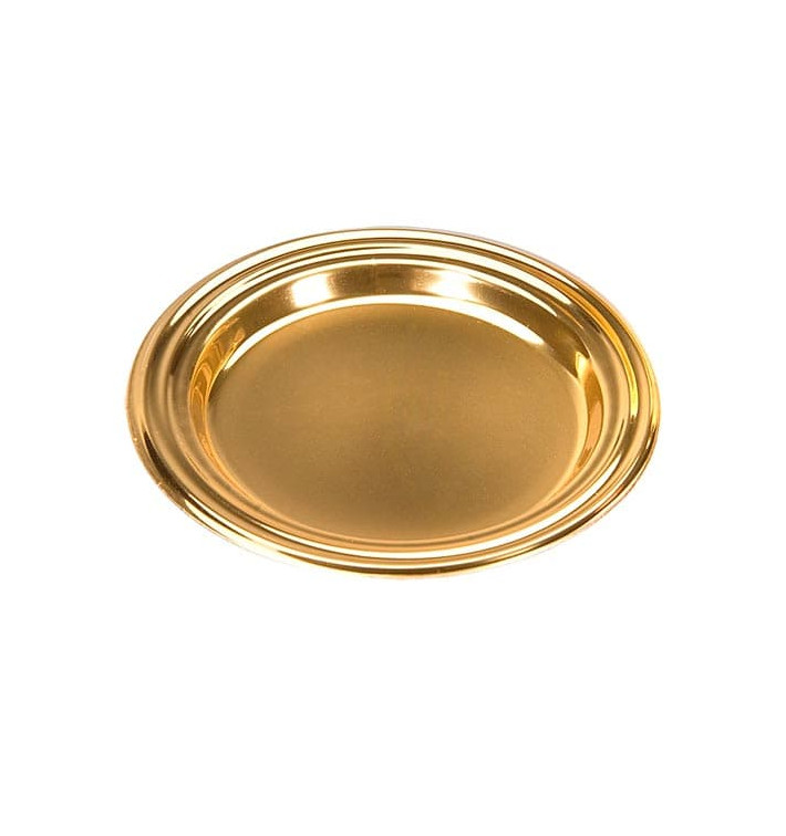 Plastic Tasting Mini Plate PS Dessert Round shape Gold 8 cm 