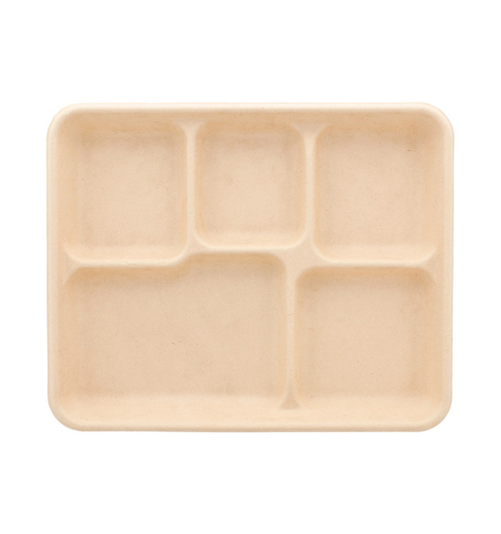 Sugarcane Tray 5C Natural 26,5x215x2cm (50 Units) 